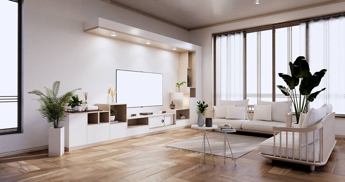 Idee su come decorare un soggiorno moderno con pareti color bianco 