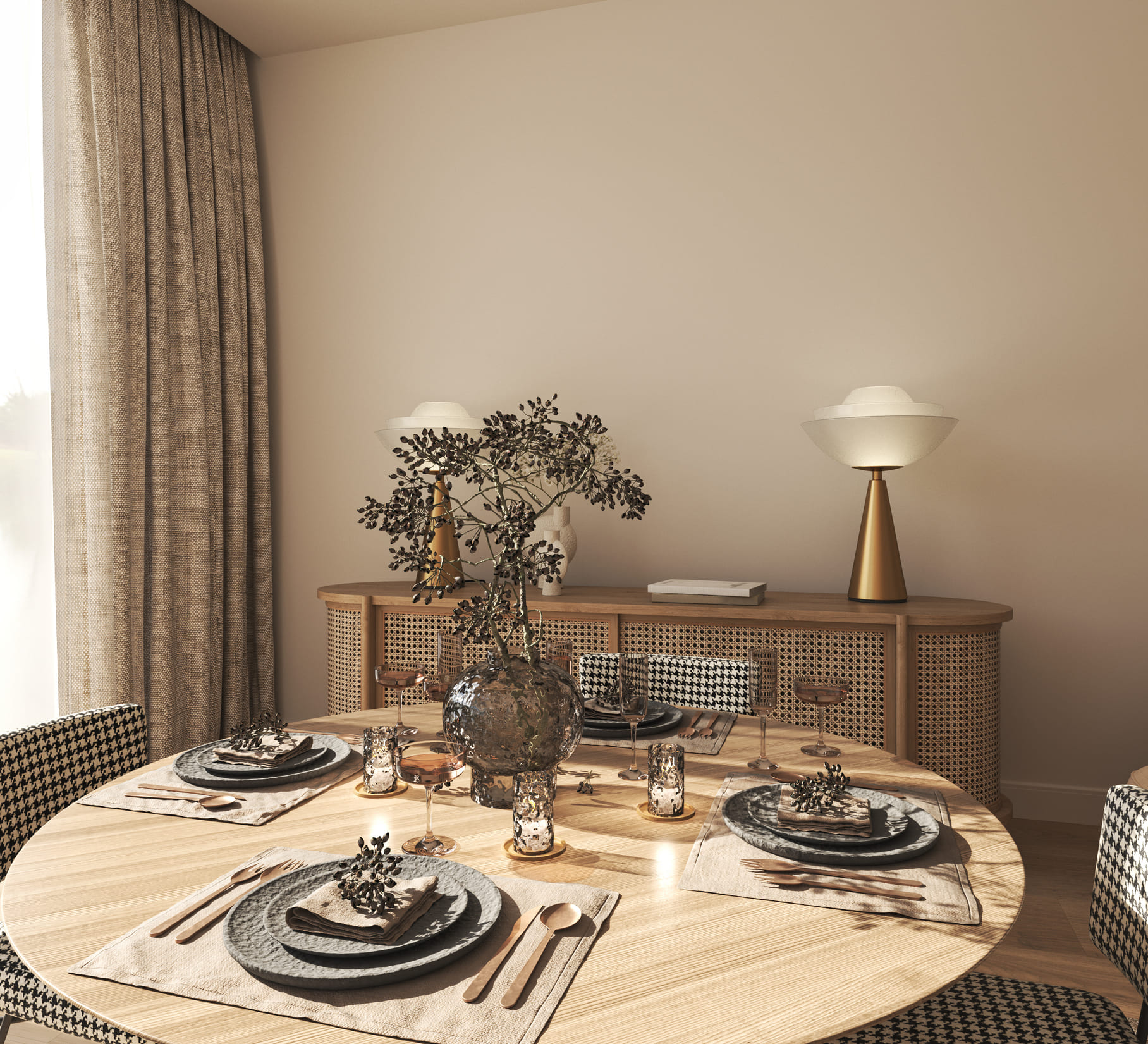 sala-pranzo-beige-Marrone-Maxmeyer